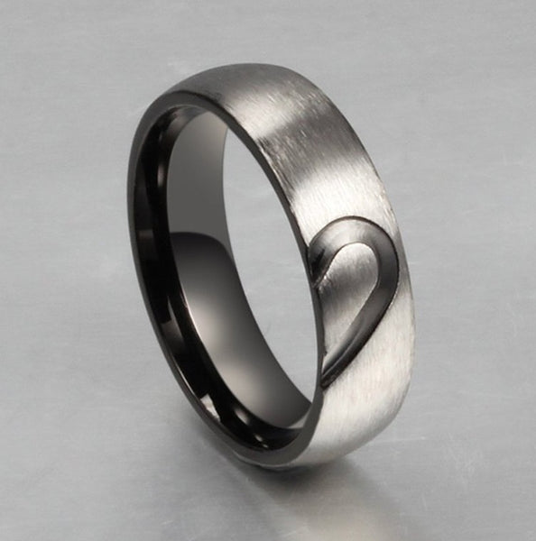 His & Hers Matching Set Heart with Heart Couple Rings, Wedding Band Set, Valentine, Anniversary, Wedding, Promise, Engagement Ring-Couple Rings-SunnyHouse Jewelry