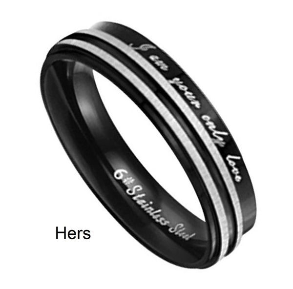 His & Hers Matching Set I am Your Only Love Couple Rings Wedding Band Set-Couple Rings-SunnyHouse Jewelry