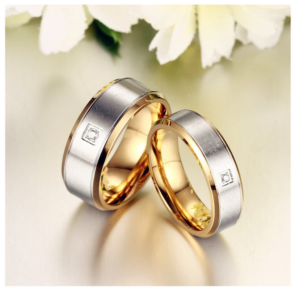 His & Hers Matching Set Simple Style Couple Rings Wedding Band Set-Couple Rings-SunnyHouse Jewelry