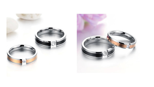 His & Hers Matching Set Simple Style Couple Rings, Wedding Band Set, Valentine, Anniversary, Wedding, Promise, Engagement Ring-Couple Rings-SunnyHouse Jewelry