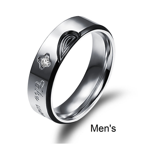 His & Hers Matching Set Heart with Heart Couple Rings, Wedding Band Set, Valentine, Anniversary, Wedding, Promise, Engagement Ring-Couple Rings-SunnyHouse Jewelry