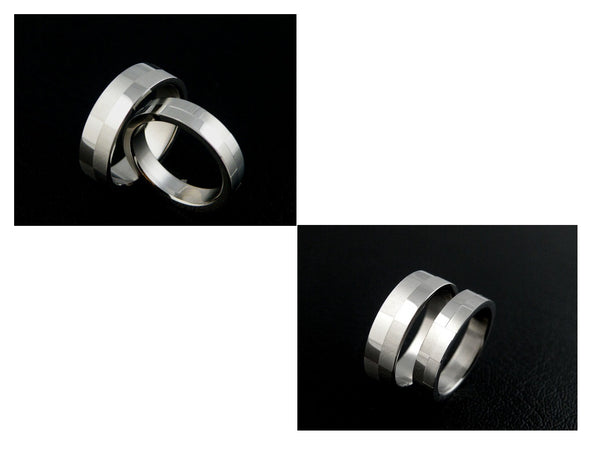 His & Hers Matching Set Block Style Couple Rings Wedding Band Set-Couple Rings-SunnyHouse Jewelry