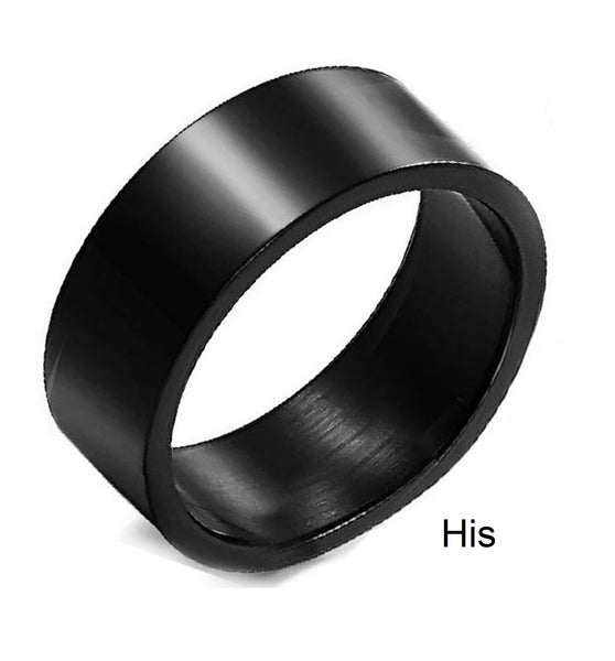 His & Hers Matching Set Simple Black Style Couple Rings Wedding Band Set-Couple Rings-SunnyHouse Jewelry