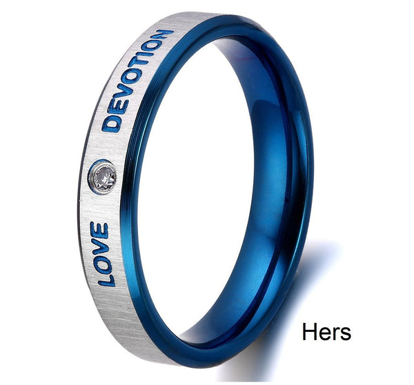 His & Hers Matching Set Love Devotion Couple Rings Wedding Band Set-Couple Rings-SunnyHouse Jewelry