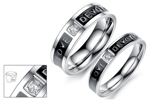 His & Hers Matching Set Love Devotion Couple Rings Wedding Band Set-Couple Rings-SunnyHouse Jewelry