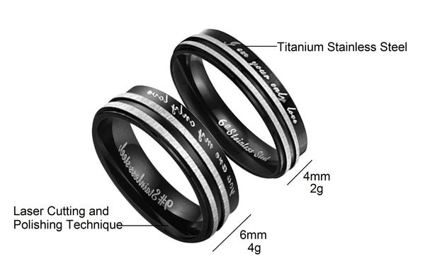 His & Hers Matching Set I am Your Only Love Couple Rings Wedding Band Set-Couple Rings-SunnyHouse Jewelry