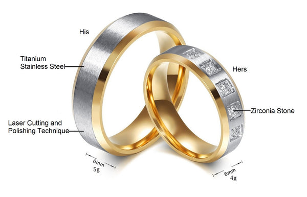His & Hers Matching Set Fashion Style Couple Rings, Wedding Band Set, Valentine, Anniversary, Wedding, Promise, Engagement Ring-Couple Rings-SunnyHouse Jewelry
