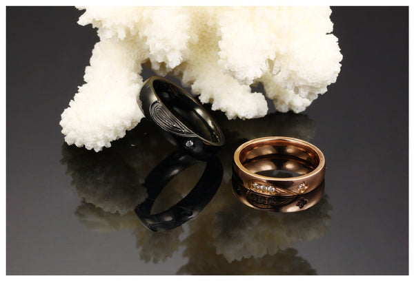 His & Hers Matching Set Heart with Heart Couple Rings, Wedding Band Set, Valentine, Anniversary, Wedding, Promise, Engagement Ring-Couple Rings-SunnyHouse Jewelry