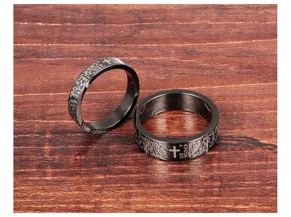 His & Hers Matching Set Bible Cross Couple Rings, Wedding Band Set, Valentine, Anniversary, Wedding, Promise, Engagement Ring-Couple Rings-SunnyHouse Jewelry
