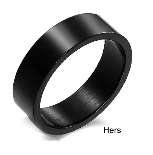 His & Hers Matching Set Simple Black Style Couple Rings Wedding Band Set-Couple Rings-SunnyHouse Jewelry