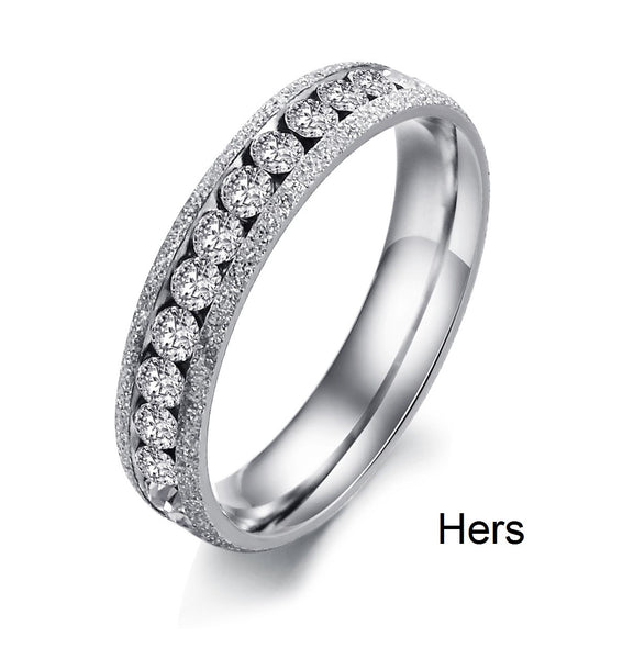 His & Hers Matching Set Blinking Style Couple Rings, Wedding Band Set, Valentine, Anniversary, Wedding, Promise, Engagement Ring-Couple Rings-SunnyHouse Jewelry