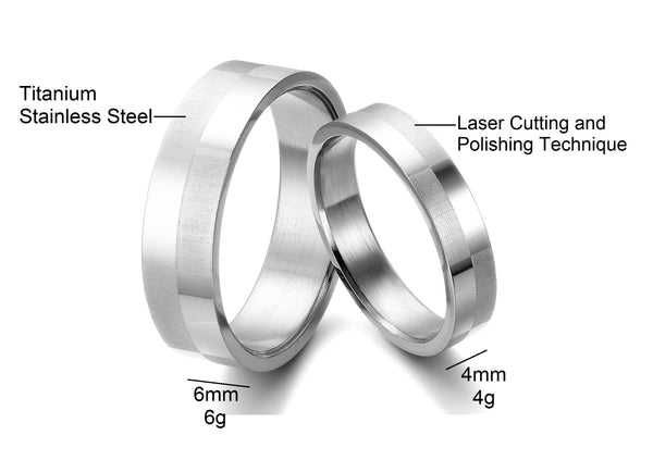 His & Hers Matching Set Block Style Couple Rings Wedding Band Set-Couple Rings-SunnyHouse Jewelry