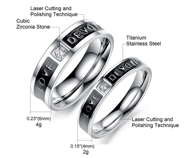 His & Hers Matching Set Love Devotion Couple Rings Wedding Band Set-Couple Rings-SunnyHouse Jewelry