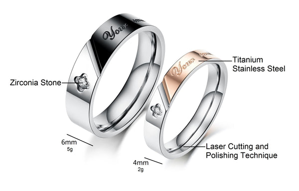 His & Hers Matching Set I Love Your Smile Couple Rings, Wedding Band Set, Valentine, Anniversary, Wedding, Promise, Engagement Ring-Couple Rings-SunnyHouse Jewelry
