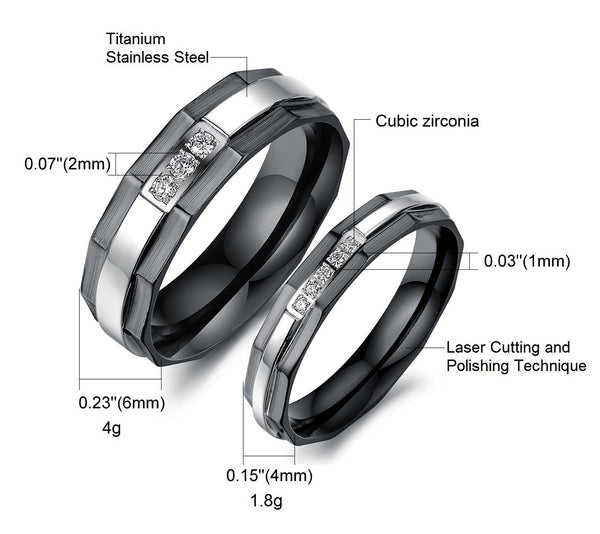 His & Hers Matching Set Fashion Style Couple Rings Wedding Band Set-Couple Rings-SunnyHouse Jewelry