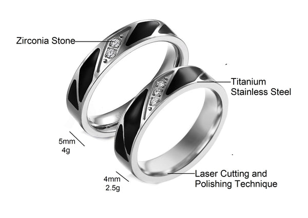 His & Hers Matching Set Blinking Style Couple Rings Wedding Band Set-Couple Rings-SunnyHouse Jewelry