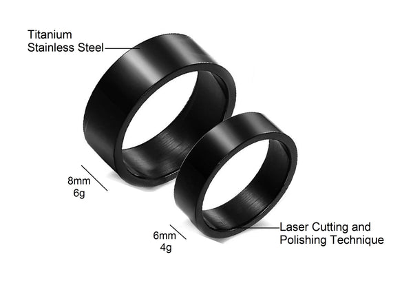 His & Hers Matching Set Simple Black Style Couple Rings Wedding Band Set-Couple Rings-SunnyHouse Jewelry
