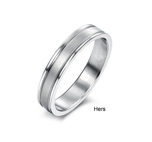 His & Hers Matching Set Simple Style Couple Rings Wedding Band Set-Couple Rings-SunnyHouse Jewelry