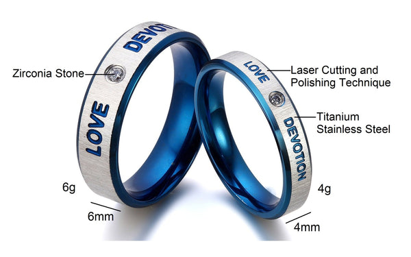 His & Hers Matching Set Love Devotion Couple Rings Wedding Band Set-Couple Rings-SunnyHouse Jewelry