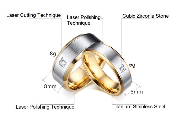 His & Hers Matching Set Simple Style Couple Rings Wedding Band Set-Couple Rings-SunnyHouse Jewelry