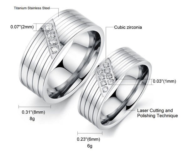 His & Hers Matching Set Simple Love Style Couple Rings Wedding Band Set-Couple Rings-SunnyHouse Jewelry